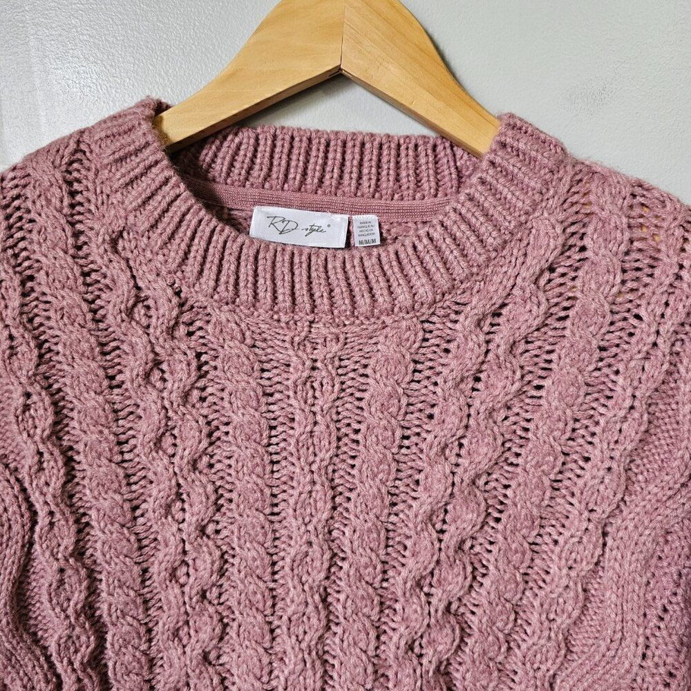 NWT RD STYLE PINK CHUNKY PULLOVER SWEATER COZY SIZE M - Picture 7 of 16